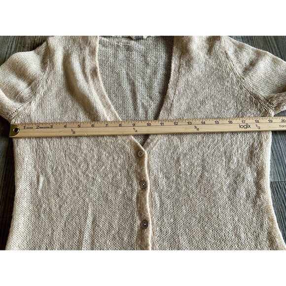 Fossil Sand Wool Angora Mohair Blend Pocket Long Sleeve Button Up Cardigan XL - Picture 3 of 8